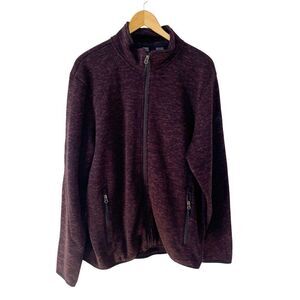 OCK Dark Purple Space Dye Heathered Full Zip‎ Fleece Sweater